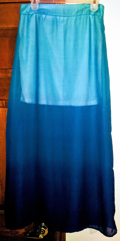 Ombré blue sheer maxi skirt - medium
